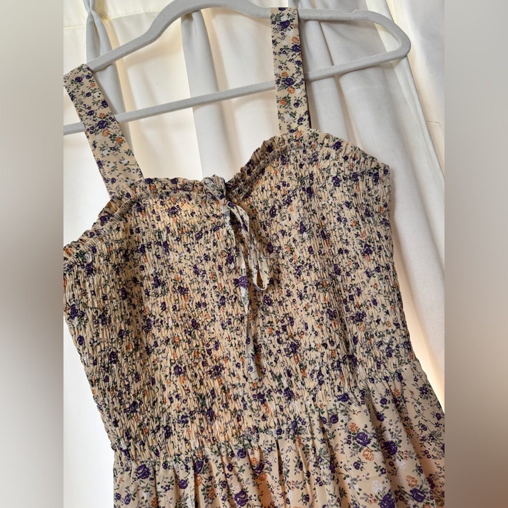 Grace Karin Cream Maxi Dress with Purple Floral Print - Picture 2 of 3